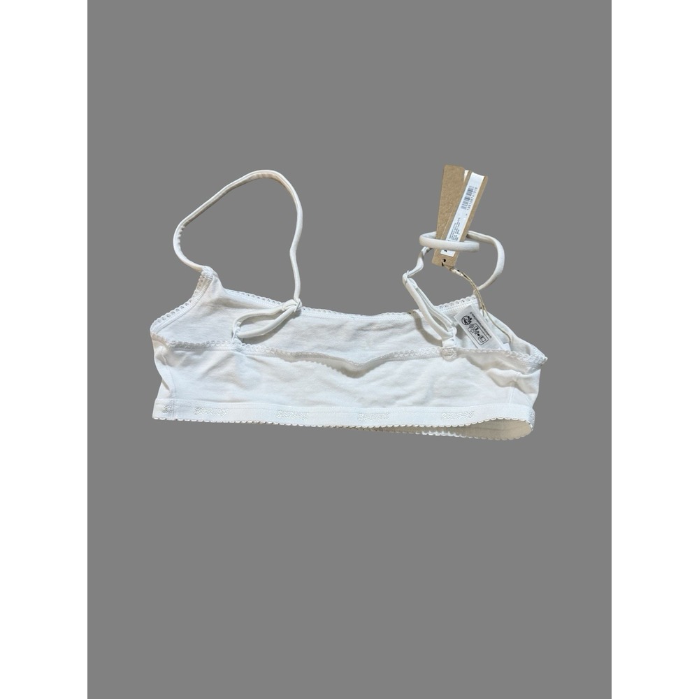 Skims Lightweight Cotton Logo Picot Scoop Bralette Snow White BR-BRL-11450W S - Picture 4 of 5